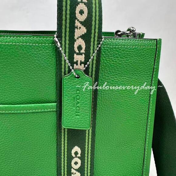 Coach Smith Tote Bag Crossbody In Leather/Silver/Kelly CBM10 NWT - Picture 7 of 9